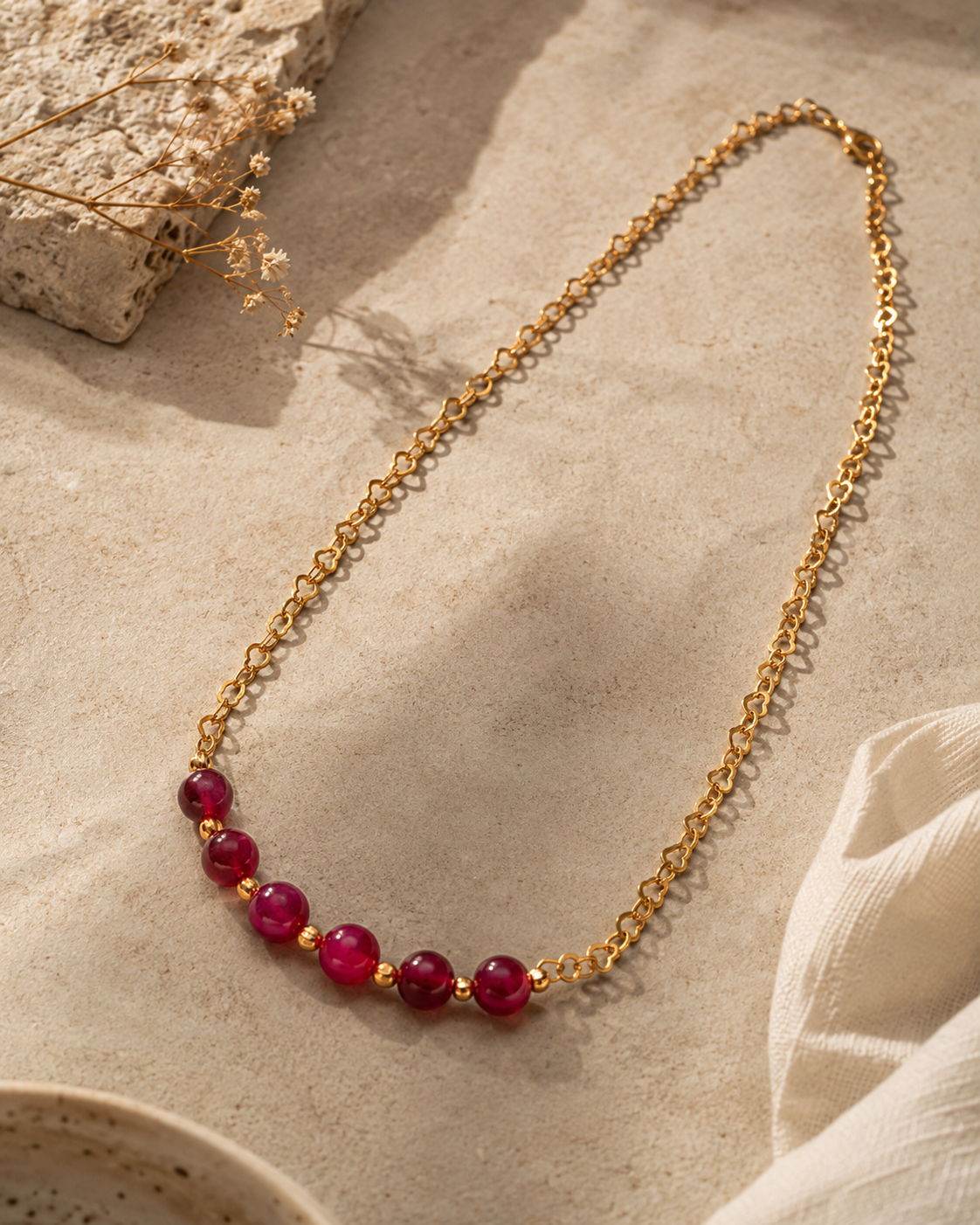 Ruby Ember Red Quartz Mini Necklace – view 10 | Pathrohi