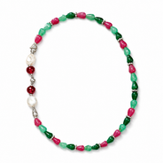 Close-up view of Emerald Ruby Teardrop Necklace showing handcrafted details