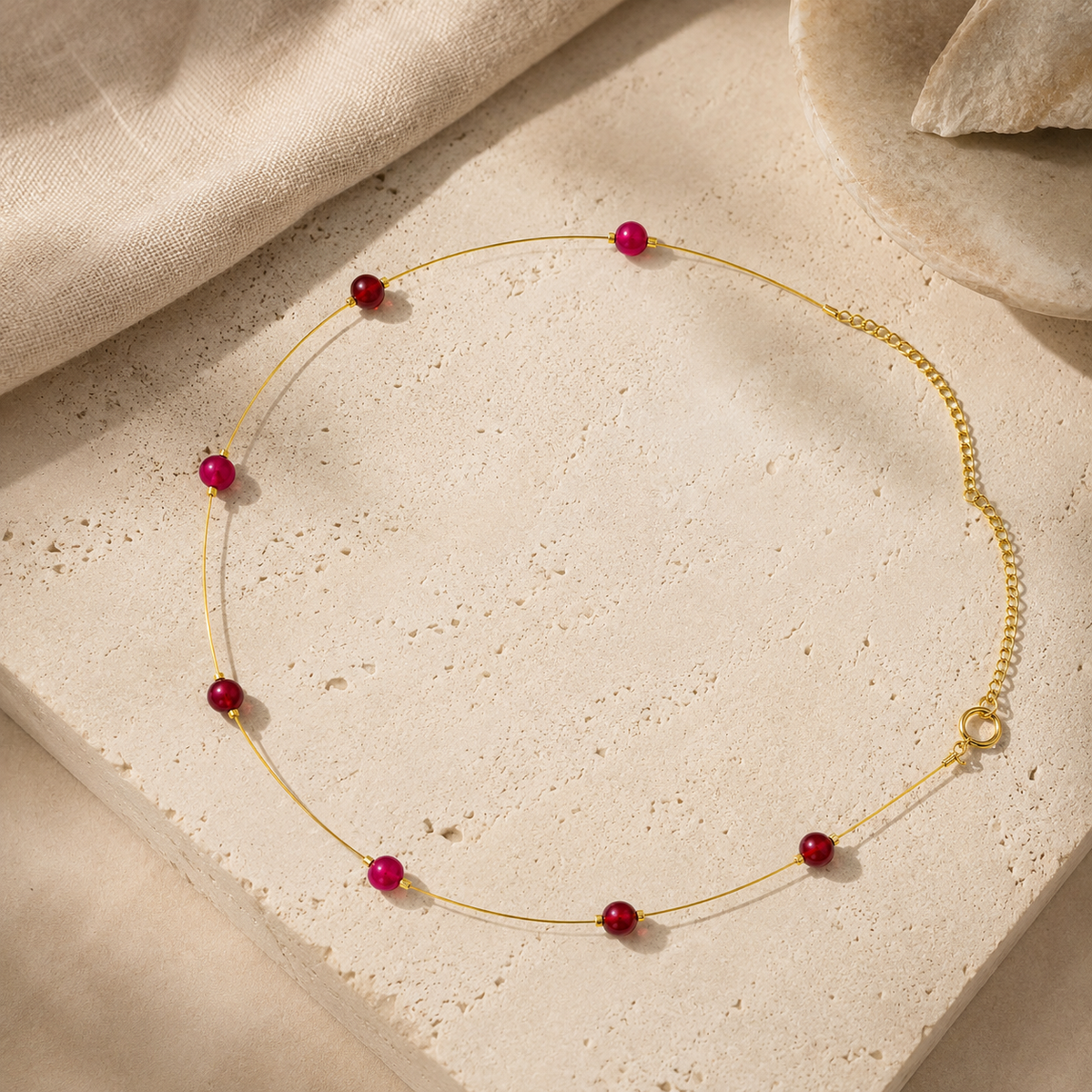 Fuchsia Dew Fine-Wire Necklace – view 2 | Pathrohi