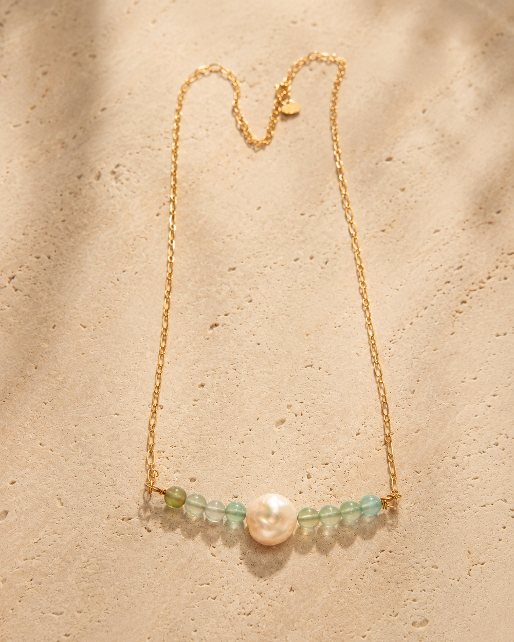 Verdant Pearl Green Fluorite Mini Necklace – view 2 | Pathrohi
