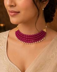 Fuchsia Royale Pearl Choker – view 10 | Pathrohi