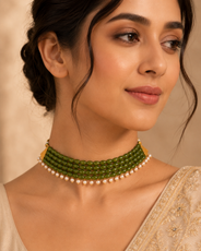 Emerald Royale Pearl Choker – view 2 | Pathrohi