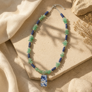Additional styling view of Sodalite Aventurine Pendant Necklace by Pathrohi