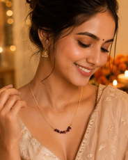 Wine Glow Garnet Chip Mini Necklace – view 1 | Pathrohi