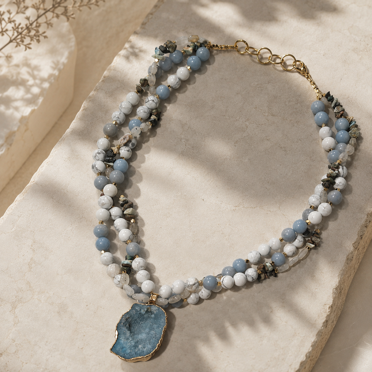 Rose Reverie Rubellite & Quartz Crystal Necklace – view 8 | Pathrohi