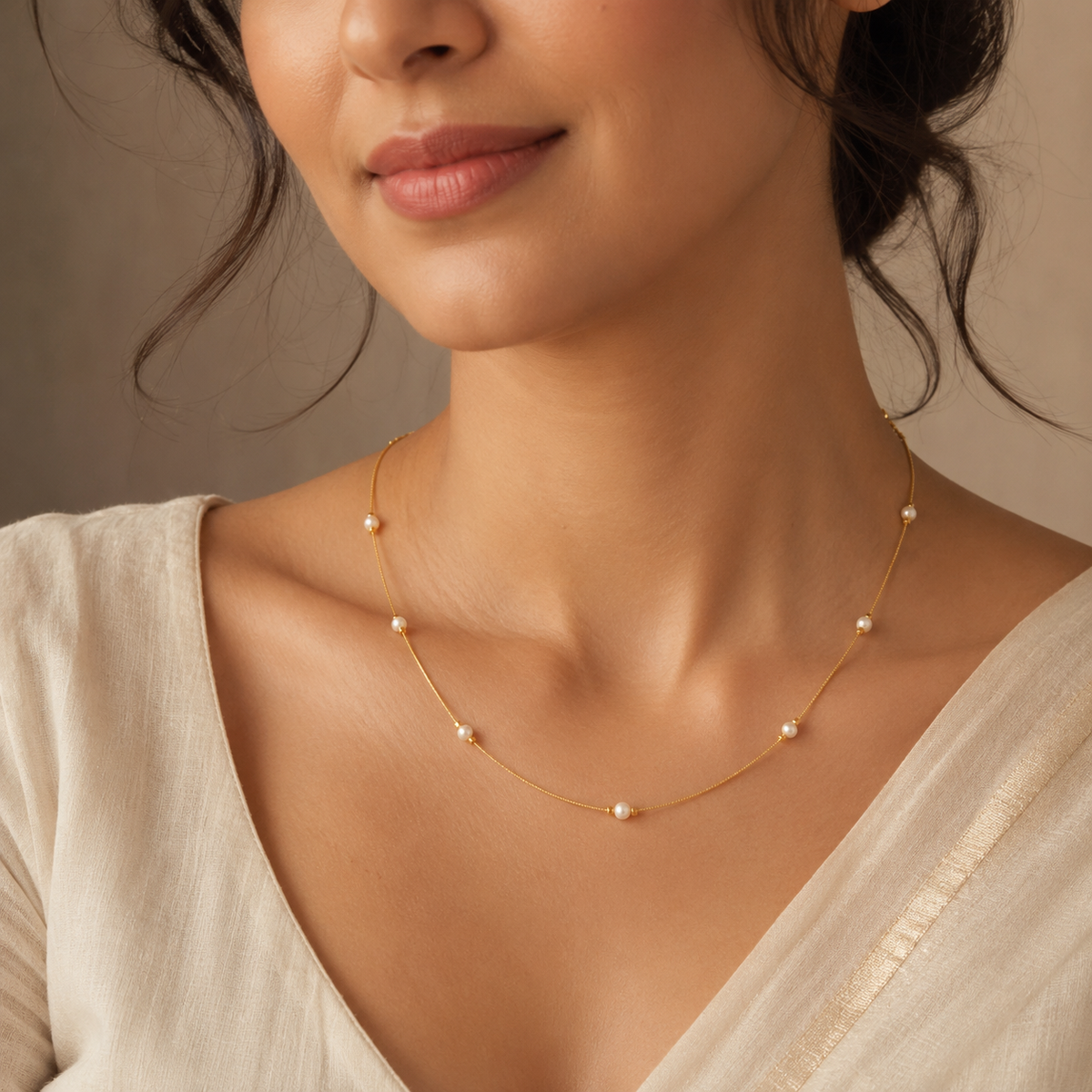 Pearl Dew Fine-Wire Necklace – view 4 | Pathrohi