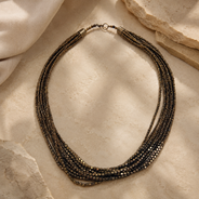 Front view of Antique Bronze Multi-Strand Collar Set handcrafted by Pathrohi