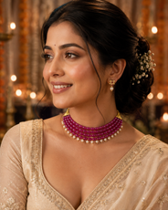 Fuchsia Royale Pearl Choker – view 3 | Pathrohi