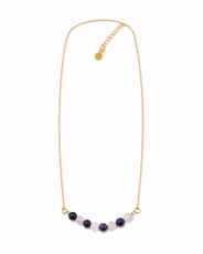 Violet Crystal Amethyst & Clear Quartz Mini Necklace – view 6 | Pathrohi