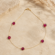 Front view of Ruby Dew Fine Wire Necklace handcrafted by Pathrohi