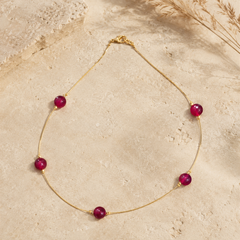 Ruby Dew Fine Wire Necklace