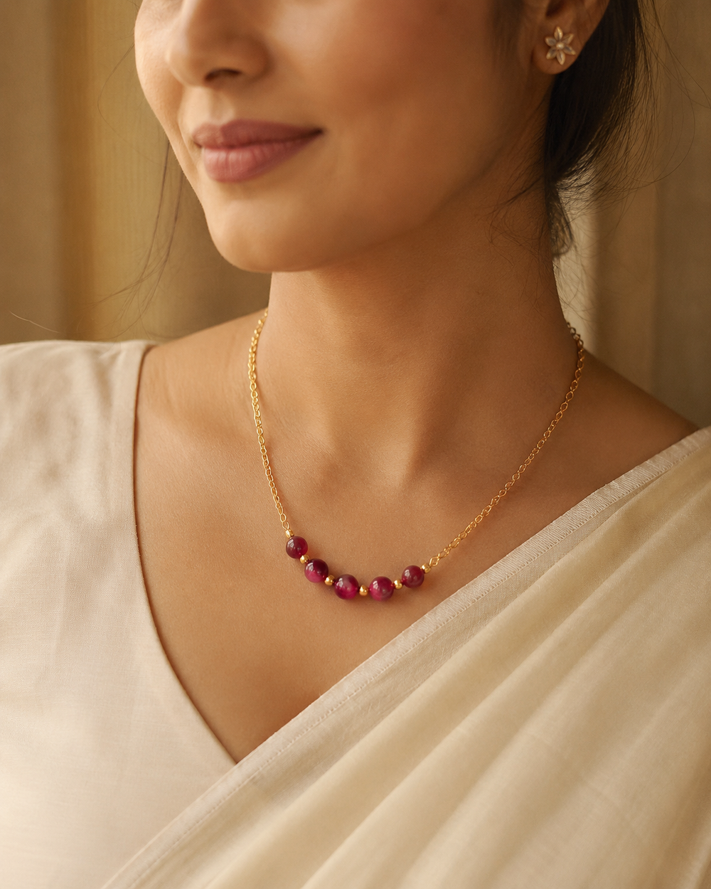 Ruby Ember Red Quartz Mini Necklace – view 1 | Pathrohi