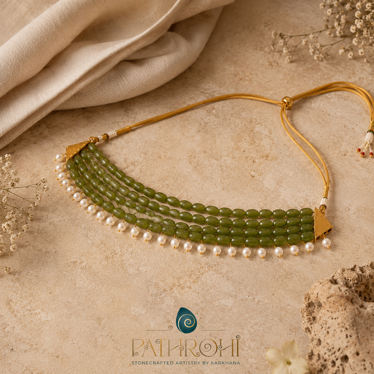Emerald Royale Pearl Choker – view 12 | Pathrohi
