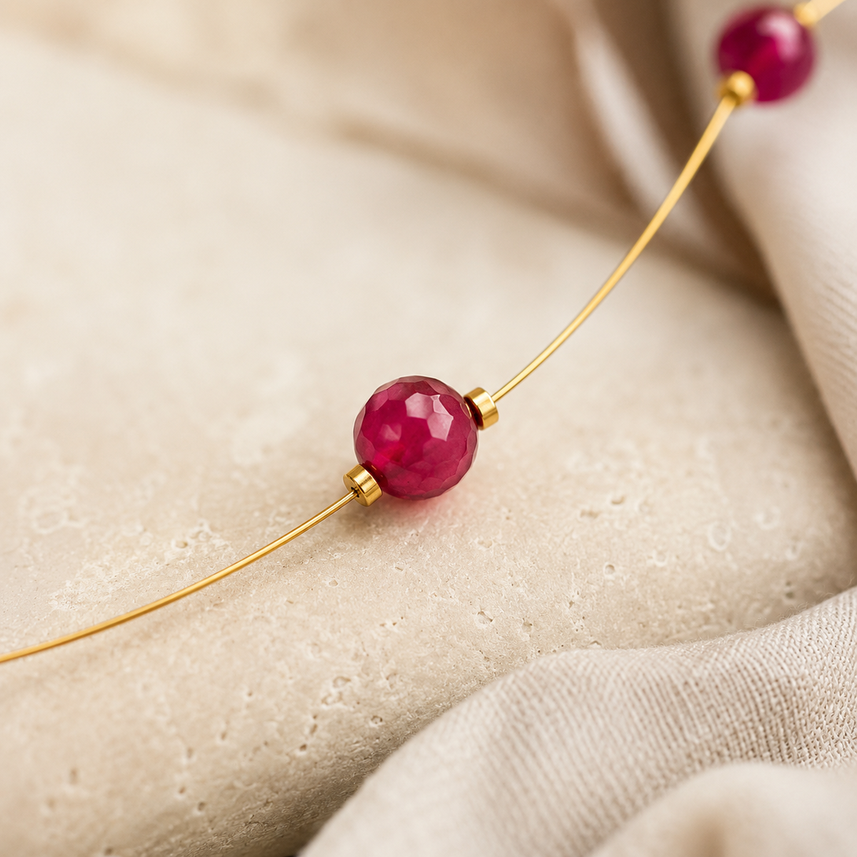 Fuchsia Dew Fine-Wire Necklace – view 3 | Pathrohi