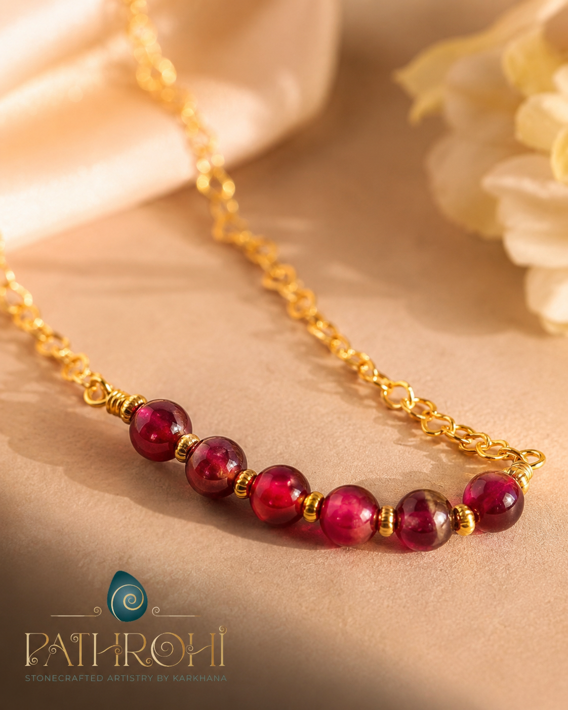 Ruby Ember Red Quartz Mini Necklace – view 7 | Pathrohi
