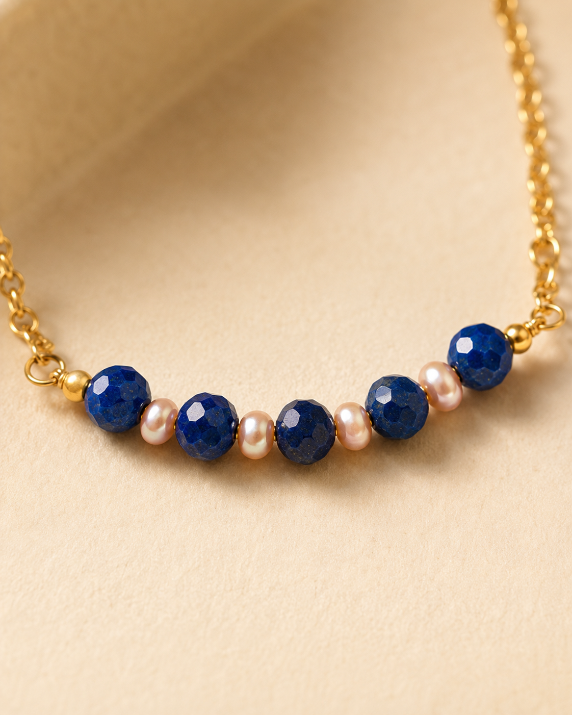 Indigo Pearl Blue Onyx Mini Necklace – view 2 | Pathrohi