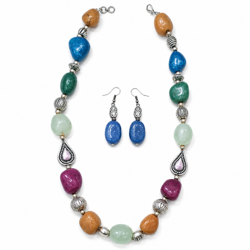Close-up view of Chunky Multicolour Statement Set showing handcrafted details