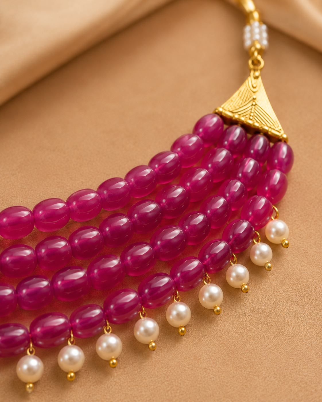 Fuchsia Royale Pearl Choker – view 5 | Pathrohi