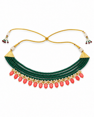 Maragatha Green & Coral Agate Choker – view 11 | Pathrohi