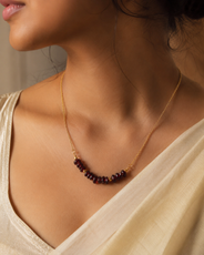 Wine Glow Garnet Chip Mini Necklace – view 11 | Pathrohi
