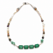 Close-up view of Aventurine Mosaic Oxidised Necklace showing handcrafted details