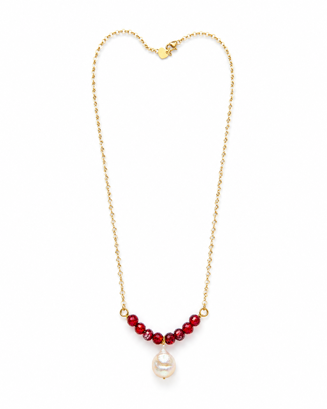Garnet Tide Freshwater Coin Pearl Necklace – view 10 | Pathrohi
