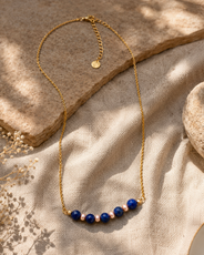 Indigo Pearl Blue Onyx Mini Necklace – view 8 | Pathrohi