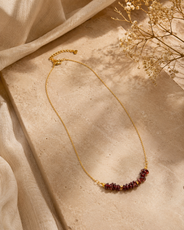 Wine Glow Garnet Chip Mini Necklace – view 10 | Pathrohi