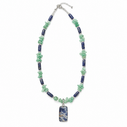 Close-up view of Sodalite Aventurine Pendant Necklace showing handcrafted details