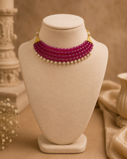 Fuchsia Royale Pearl Choker – view 7 | Pathrohi