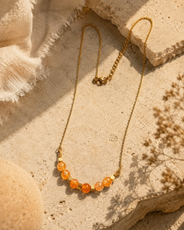 Sunlit Carnelian Brass-Spacer Mini Necklace – view 4 | Pathrohi