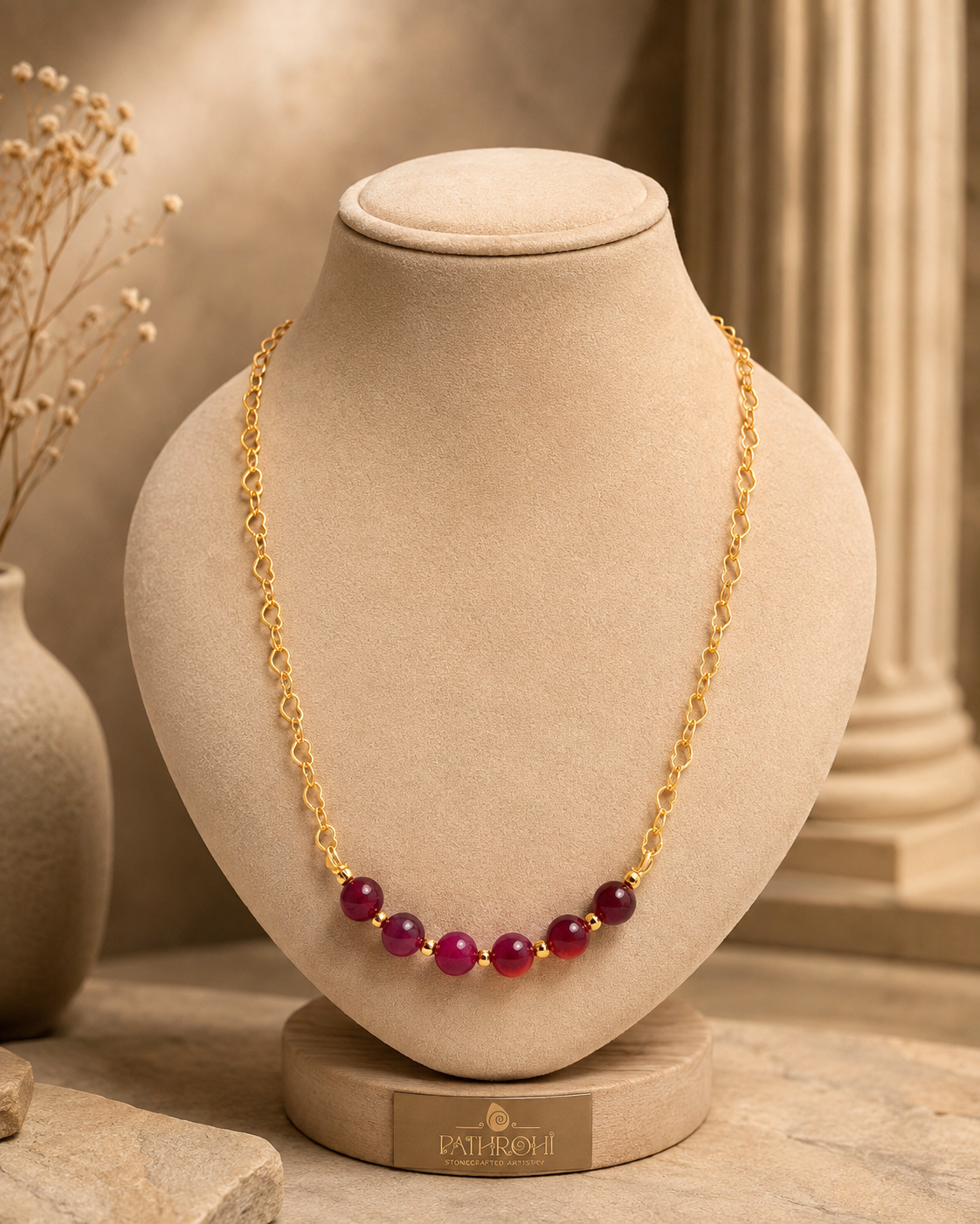 Ruby Ember Red Quartz Mini Necklace – view 9 | Pathrohi