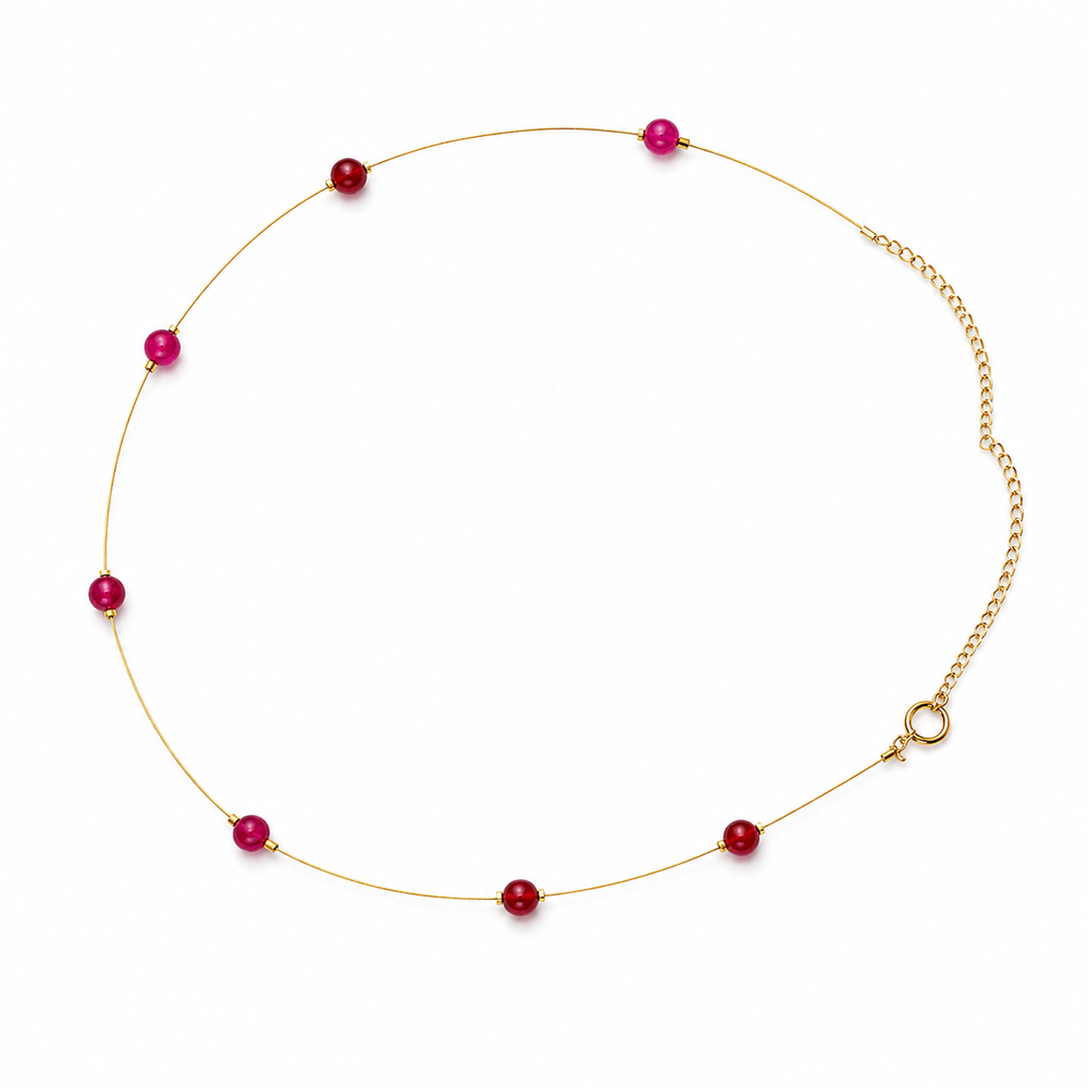 Fuchsia Dew Fine-Wire Necklace – view 1 | Pathrohi