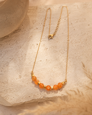 Sunlit Carnelian Brass-Spacer Mini Necklace – view 5 | Pathrohi