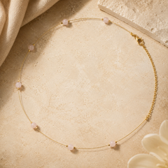 Rose Quartz Floating Wire Necklace