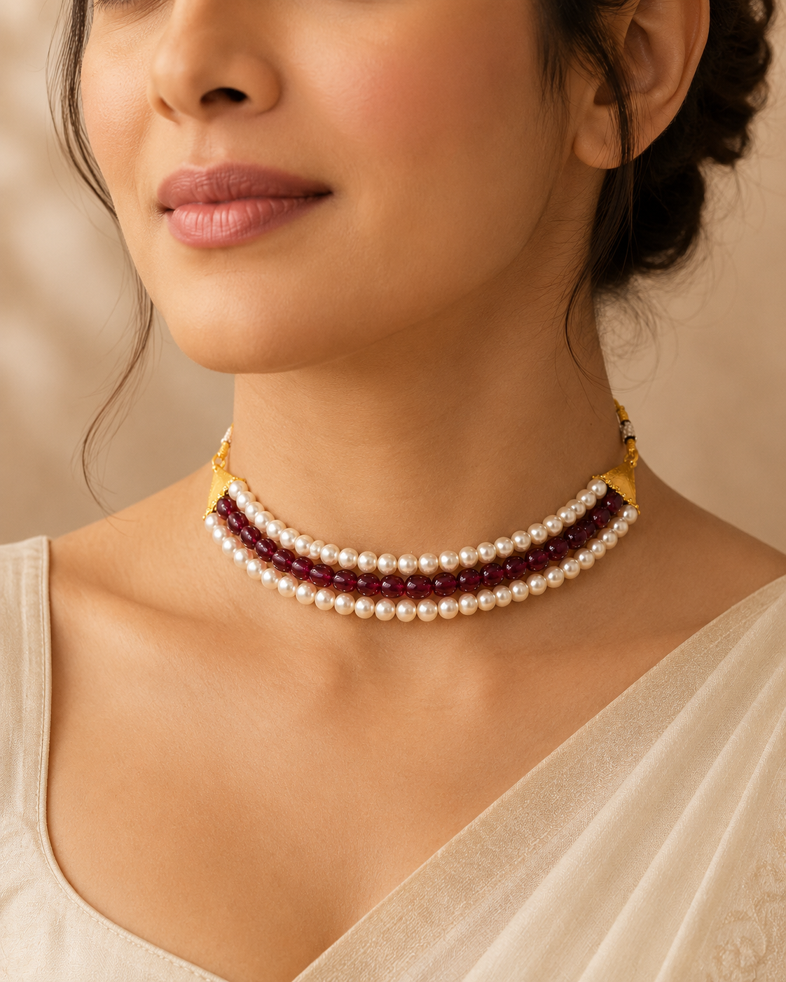 Ruby Grace Pearl Choker – view 3 | Pathrohi