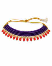 Amethyst Violet & Coral Oval-Drop Agate Choker – view 4 | Pathrohi