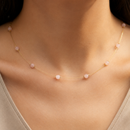 Rose Quartz Dew Fine-Wire Necklace – view 6 | Pathrohi