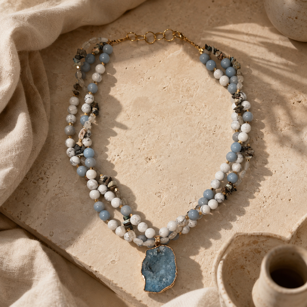 Rose Reverie Rubellite & Quartz Crystal Necklace – view 16 | Pathrohi