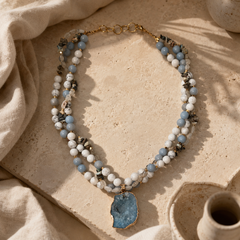 Cloudscape Angelite & White Howlite Pendant Necklace