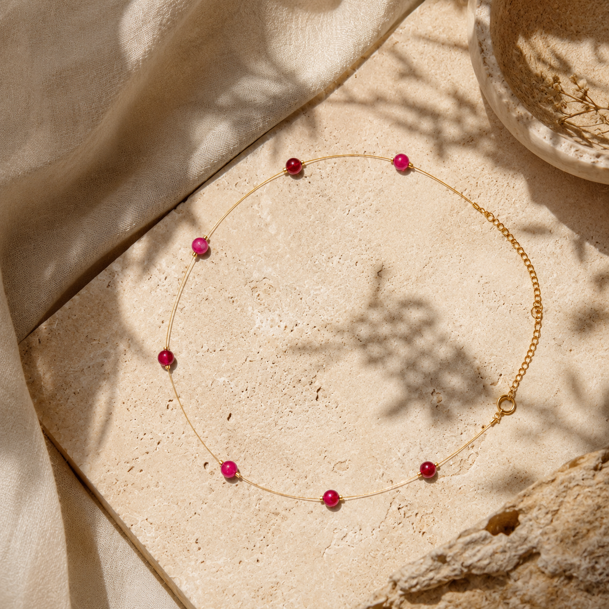 Fuchsia Dew Fine-Wire Necklace – view 5 | Pathrohi