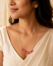 Coral Whisper Pearl Mini Necklace – view 8 | Pathrohi