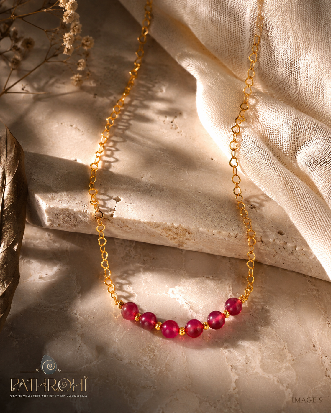 Ruby Ember Red Quartz Mini Necklace – view 2 | Pathrohi