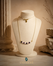 Violet Crystal Amethyst & Clear Quartz Mini Necklace – view 10 | Pathrohi