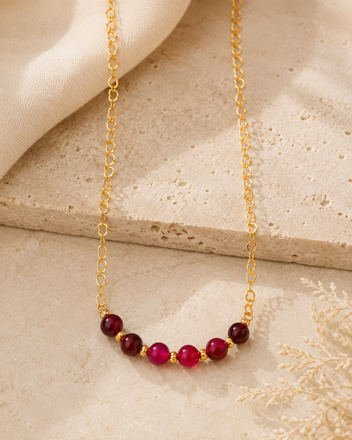 Ruby Ember Red Quartz Mini Necklace – view 8 | Pathrohi