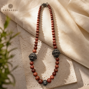 Full view of Brown Oxidised Goldstone Necklace showing necklace proportions