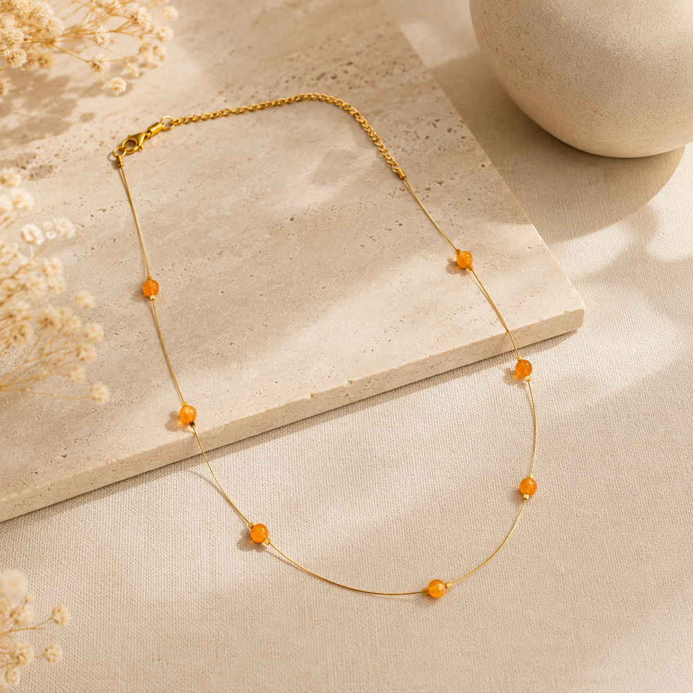 Citrine Dew Fine-Wire Necklace – view 2 | Pathrohi