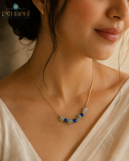 Ocean Forest Aventurine & Blue Onyx Mini Necklace – view 5 | Pathrohi