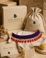 Amethyst Violet & Coral Oval-Drop Agate Choker – view 3 | Pathrohi