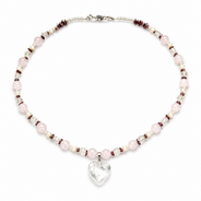 Close-up view of Blush Agate Heart Pendant Necklace showing handcrafted details